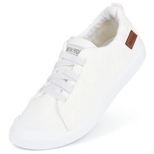 Womens Slip On Canvas Sneakers Classic Vintage Style Comfort Casual Canvas Shoes - Picture 1 of 11