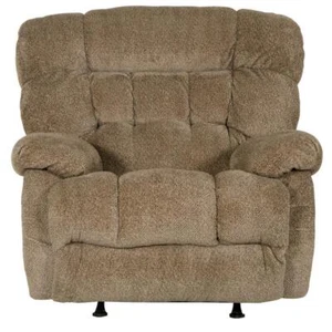 Johnson Chaise Rocker Recliner in Chateau Brown Polyester Fabric - Picture 1 of 8