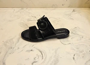 New! Salvatore Ferragamo 'Taryn' Logo Slide Sandals Black Womens 8 US MSRP $375 - Picture 1 of 11