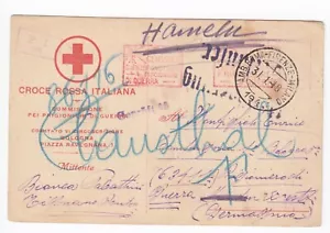 WW1 Italian Prisoner of War 1918 Postcard Censored Redirected Hameln Germany - Picture 1 of 4