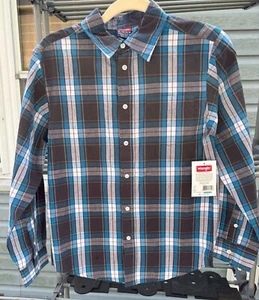 NWT Wrangler Boys Rodeo Blue paid button down l/s shirt sz XL (14/16) cowboy - Picture 1 of 4