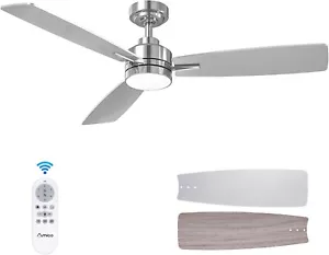Amico Ceiling Fan with Light Remote 52 Inch Indoor Outdoor Nickel 3 Blade Quiet - Picture 1 of 8