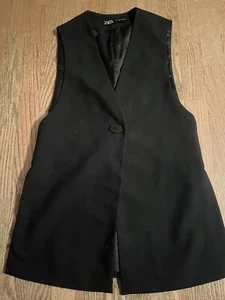 ZARA BLACK LONG DRESSY VEST TOP S 1608 / 225 - Picture 1 of 6