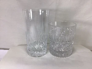 RR25 Vintage 2 Different Very Beautiful Straight Etched Crystal Tumblers Glass - Picture 1 of 5
