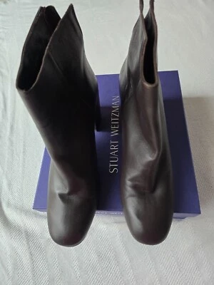 Stuart Weitzman Bacari Cola Nappa  Leather Zip Boot, Size 12 M UW40709 - Image 1 of 4