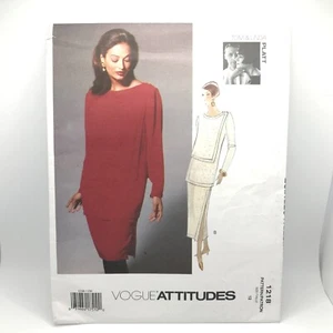 Vogue Attitudes 1218 Misses Sz 12 Loose Fitting Dress Sewing Pattern FF UC - Picture 1 of 5