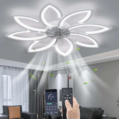 Muto Ventilatore Da Soffitto Con Luce Con Telecomando, LED Dimmerabile Lampada D - Immagine 1 di 4