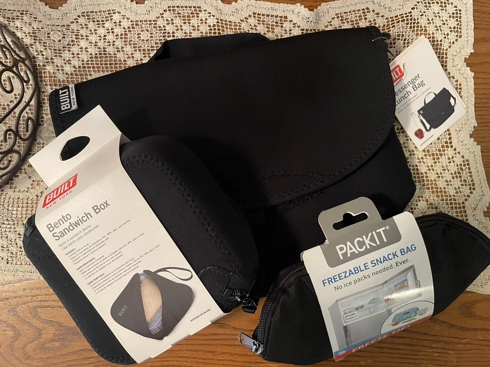 BUILT Bento lunch box w/BUILT Messenger Lunch Bag NWT FREE Freezer Bag - Image 1 of 4