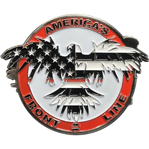 Thin Red Line Flag and Eagle Fire Fighter Challenge Coin Fire Department Fire Ho - Picture 1 of 3
