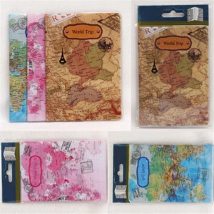 World Map Passport Holder Traveling Passport Cover Case Card & ID Holders Bag - Picture 1 of 15