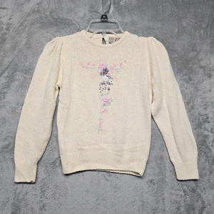 Vintage De Rotchild Sweater Girls L XL Cream Silk Angora Lambswool Blend *Shrunk - Picture 1 of 13