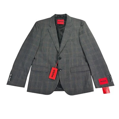 Hugo Boss Mens Modern Fit Super-Flex Wool Blend Suit Jacket Rust Gray 38S - Image 1 of 4