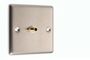Piastra frontale da parete audio AV phono RCA X 1 - acciaio inox rialzato - NON SALDATA - Foto 1 di 4
