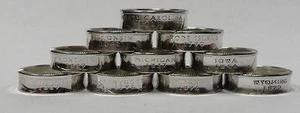 Anillo de monedas hecho a mano de EE. UU. A PRUEBA DE PLATA CUARTO DE ESTADO EN TALLAS 4-11 - Imagen 1 de 5