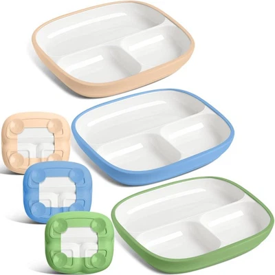 Juego de 3 platos de porcelana para niños con mangas de silicona antideslizantes de actualización de 8,3 pulgadas... Foto 1 de 4