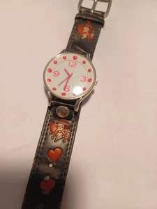 Vintage Pink Quartz Watch Beety Boop Leather Band Running - Picture 1 of 5