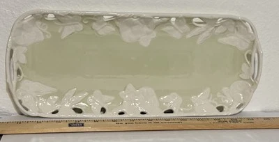 Green Rectagular Morning Glory Butterfly Tray - Image 1 of 4