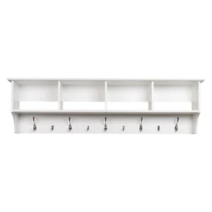 60" Contemporary Wall Mounted Coat Rack, Coat Hooks Wall Mount with 4 Shelves... - Picture 1 of 6