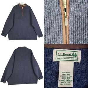 LL Bean Sweater Waterfowl Merino Wool Men’s Size 3XL Quarter Zip Knit Navy Blue - Picture 1 of 8