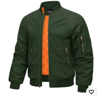 TACVASEN XL Mens Windproof Bomber Jacket Full Zip Windbreaker Winter Padded Coat - Image 1 of 4