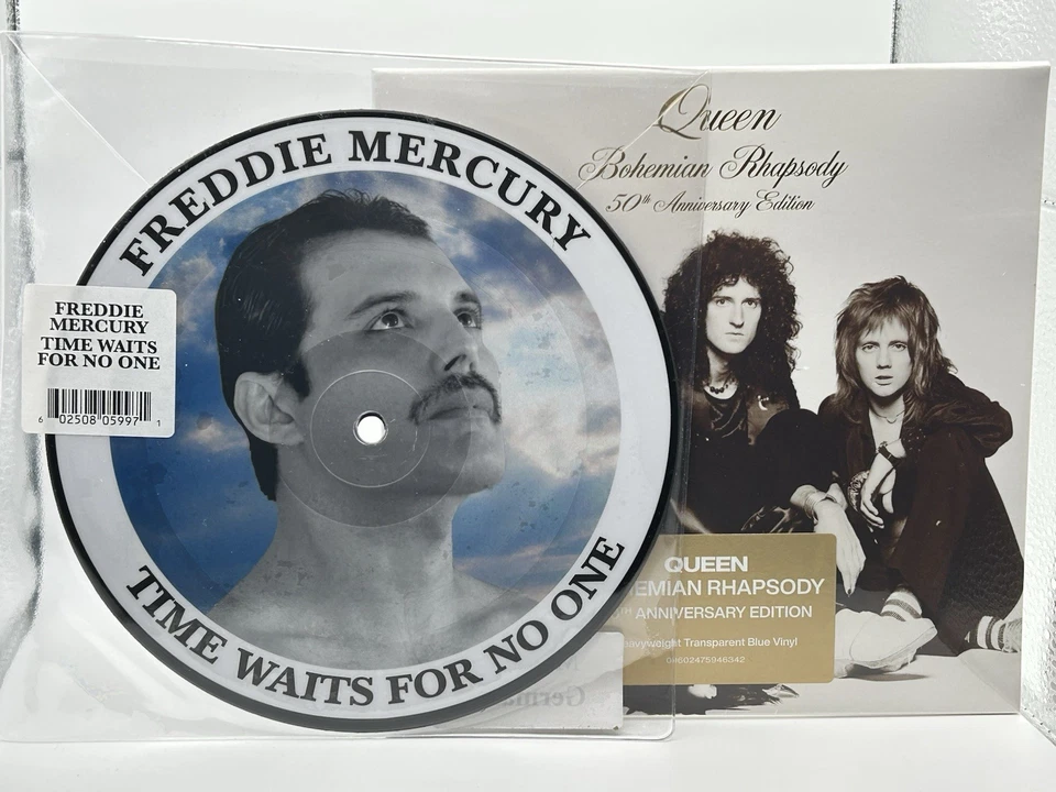 Queen Bohemian Rhapsody 50th Anniversary 7” Blue Vinyl + Time Picture Disc New - Image 1 of 4