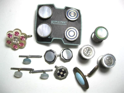 Lote De Colección Años 20 KUM-A_PART Gemelos, Cardados, Art Deco Individual y Camisa Tachuelas Foto 1 de 4