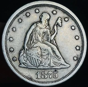 1875 S/S Twenty Cent Piece 20C Ungraded CHOICE 90% Silver US Coin CC28311 - Picture 1 of 7