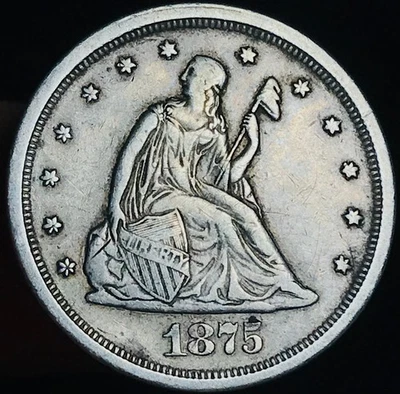 1875 S/S Twenty Cent Piece 20C Ungraded CHOICE 90% Silver US Coin CC28311 - Image 1 of 4