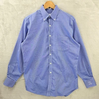 Peter Millar Shirt Mens Medium Blue Birdseye Print Nanoluxe Easycare Button Down - Image 1 of 4