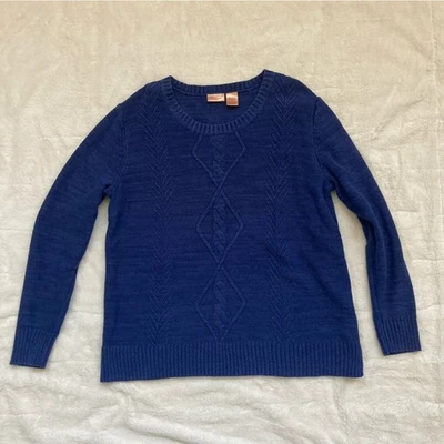 Northcrest уютный cabincore королевский синий классический коренастый кабель вязаный свитер размер XL - Изображение 1 из 4