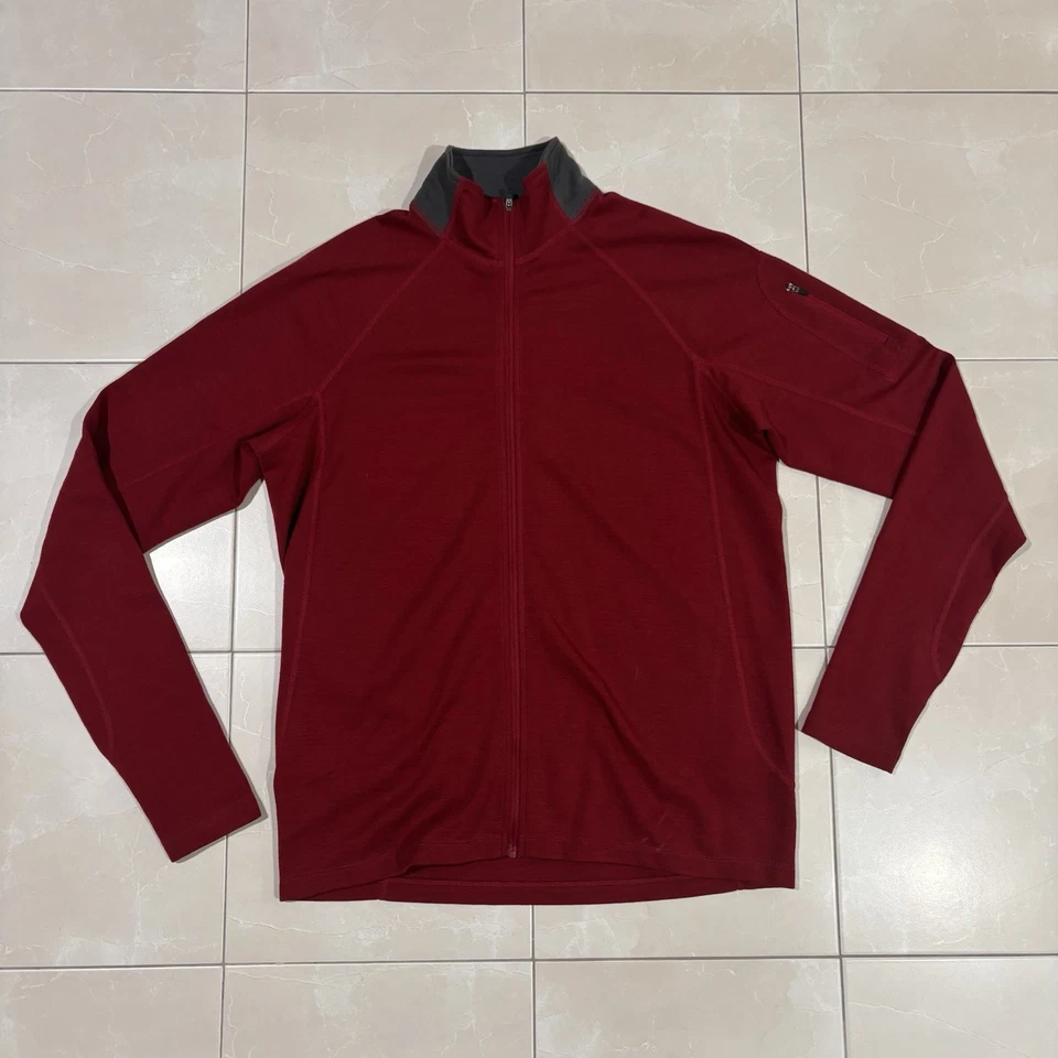 Ibex Full Zip New Zealand Merino Wool Sweater Men’s Large Red Outdoors Gorp Hike - Image 1 of 4