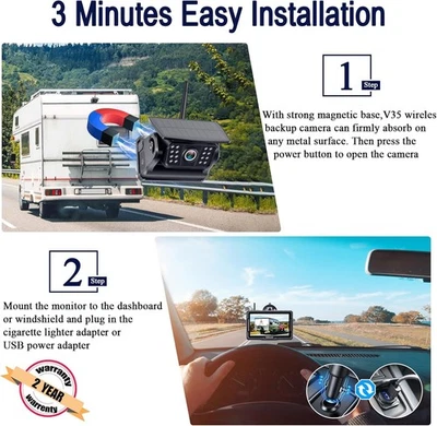 Wireless Backup Camera Solar Magnetic: Portable Cordless Scratch-Proof Truck - Image 1 of 4