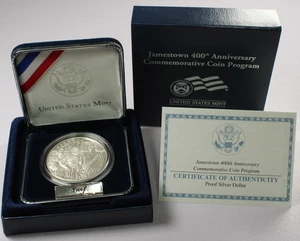 2007-P Jamestown 400th Anniversary Commemorative Proof Silver Dollar W/Box & COA - Picture 1 of 5