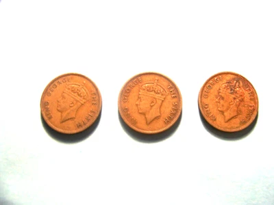 LOTE DE 3 CENTAVOS DE HONG KONG 1949, 1950, KING GEORGE EL SEXTO [H&S GRATIS] Foto 1 de 2