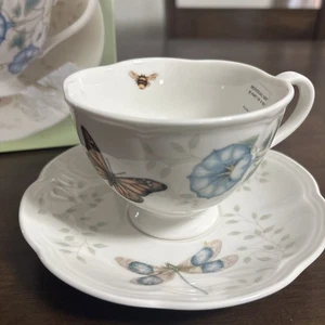 NEW Lenox Butterfly Meadow Monarch Tea Cup and Saucer Set Fine China Porcelain - Picture 1 of 12