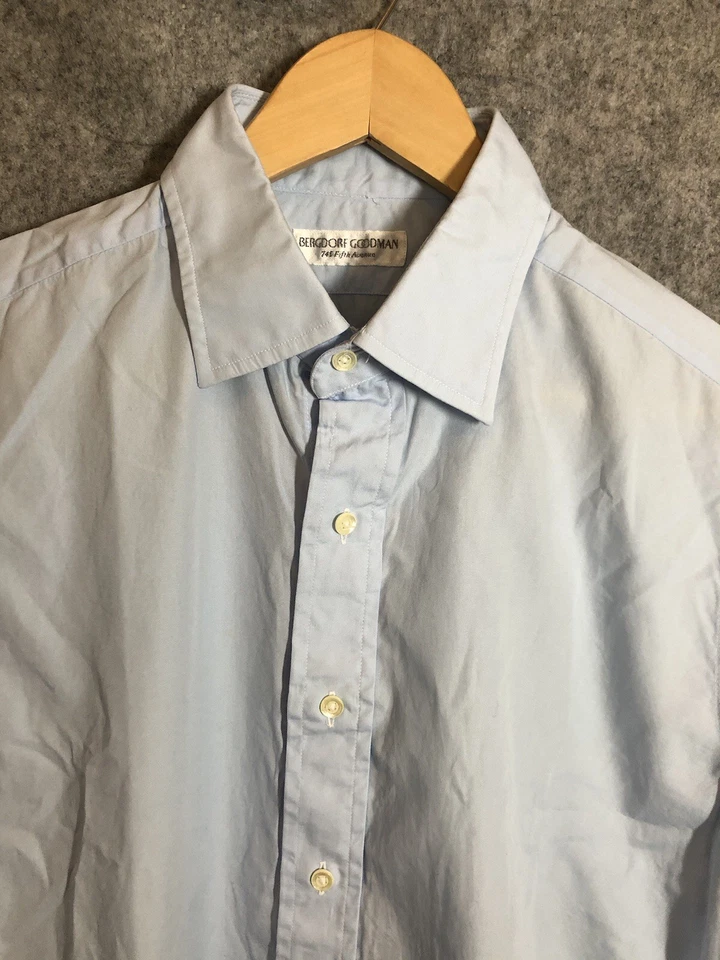 复古 Bergdorf Goodman 衬衫蓝色特大号礼服职业法国袖口美国 — 第 1/4 张图片