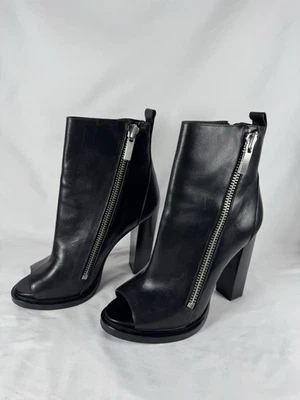 Botines Rachel Zoe de cuero negro con cremallera talla 8 Foto 1 de 4