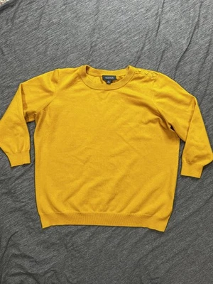 ModCloth Sweater Womens XL Yellow Button Shoulder 3/4 Sleeve Pullover Crewneck - Image 1 of 4