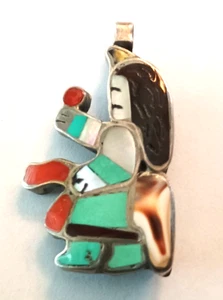 FANTÁSTICO, MULTICOLOR, PIN O COLGANTE ZUNI, FIRMADO E. A. - Imagen 1 de 13