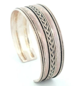 Bracciale in argento sterling con corda intrecciata, BA Suarti Indonesia, 21,7 mm, misura 7" - Foto 1 di 5