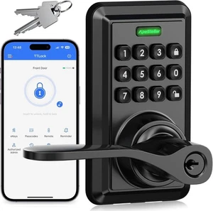 Wi-Fi Smart Keyless Entry Door Lock with Lever No Hub Required, APP Remote Contr - Picture 1 of 8