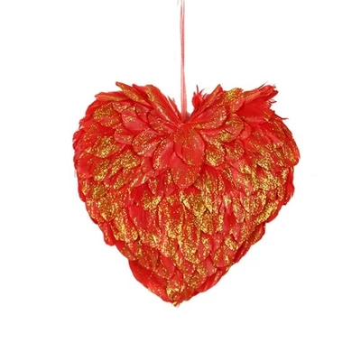 Soft Feathered Heart Foam Ornament Hanging Decoration For Couples Anniversary - Image 1 of 4