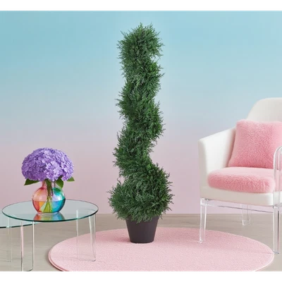 Cedro artificial topiario artificial imitación cedro árbol espiral planta falsa Foto 1 de 4