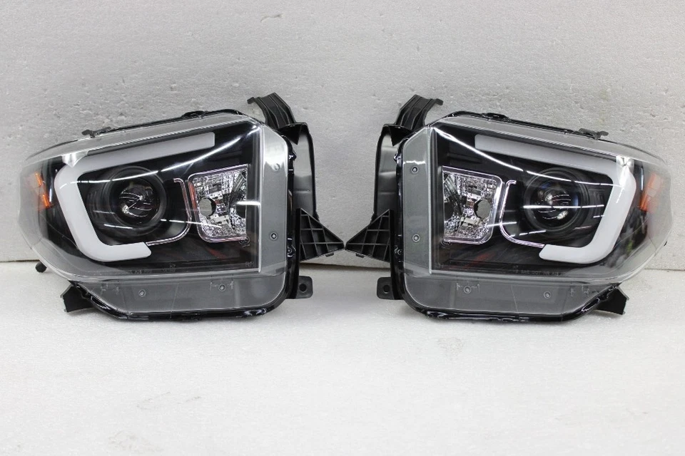 FITS 2014-2017 Toyota Tundra LED DRL Black Projector Headlights Left+Right - Image 1 of 1