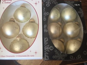 Set of 10 Glass Gold Christmas Sparkly Christmas Bulbs Ornaments - Picture 1 of 3