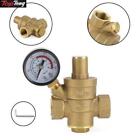DN15 Brass Adjustable 1/2" Water Pressure Regulator Reducer With Gauge Meter