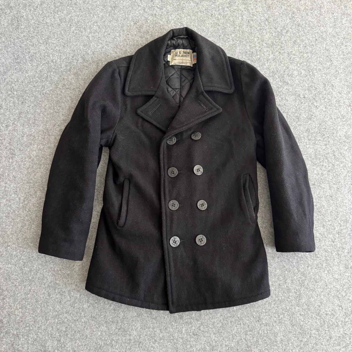 【専用】Schott 740N USA製 裏キルティング Pコート 40 紺 美品☆Schott 40☆ショット ピーコート 裏地キルティング ウール 黒