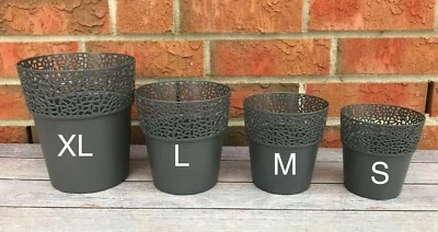 Übertopf Rund Orchideentopf Blumentopf Anthrazit 4 Größen SET Pflanzentopf - Bild 1 von 4