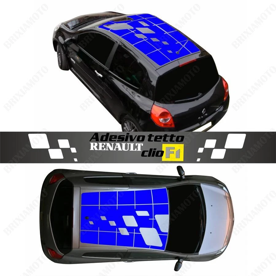 BRIXIAMOTO ADESIVI SUPERFICIE TETTO RENAULT SPORT PER CLIO 3P 2006-2011 BLU