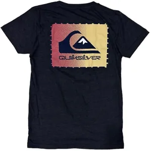 Quiksilver Men's Gradient Fade Graphic Logo Tee T-Shirt in Black Heather - Picture 1 of 2